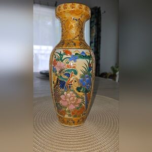 Satsuma Style Colorful Floral and Bird Vase